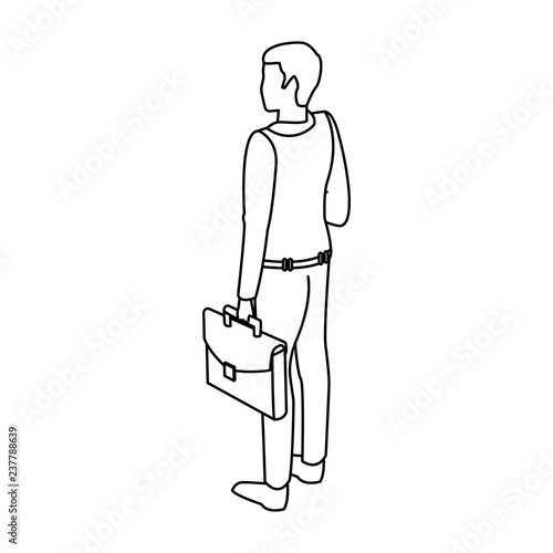 Man avatar isometric concept black and white