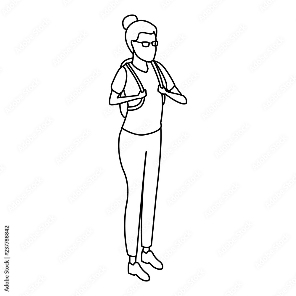 Woman isometric concept black and white