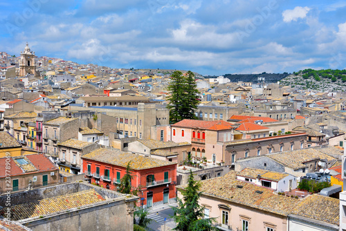 view from the bell tower of the cathedral San Giovanni Battista Ragusa Sicily Italy