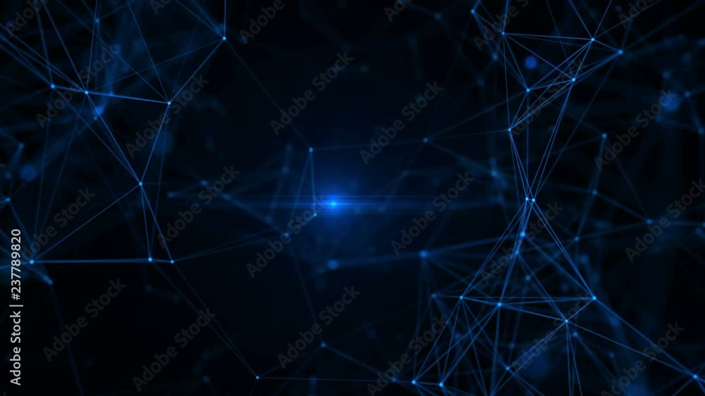 Coloful blue splash. Connected dots and lines explosion on a dark background. Coloful blue splash. Connected dots and lines explosion on a dark background.