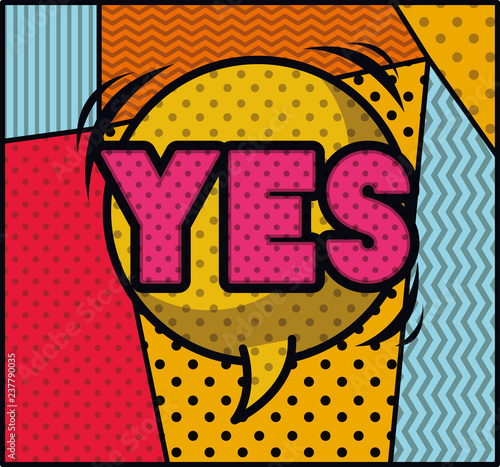 expression bubble with yes pop art style