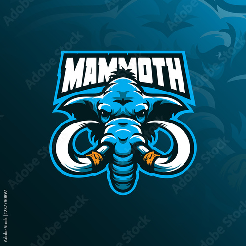 mammoth mascot logo design vector with modern illustration concept style for badge, emblem and tshirt printing. mammoth head illustration facing forward.