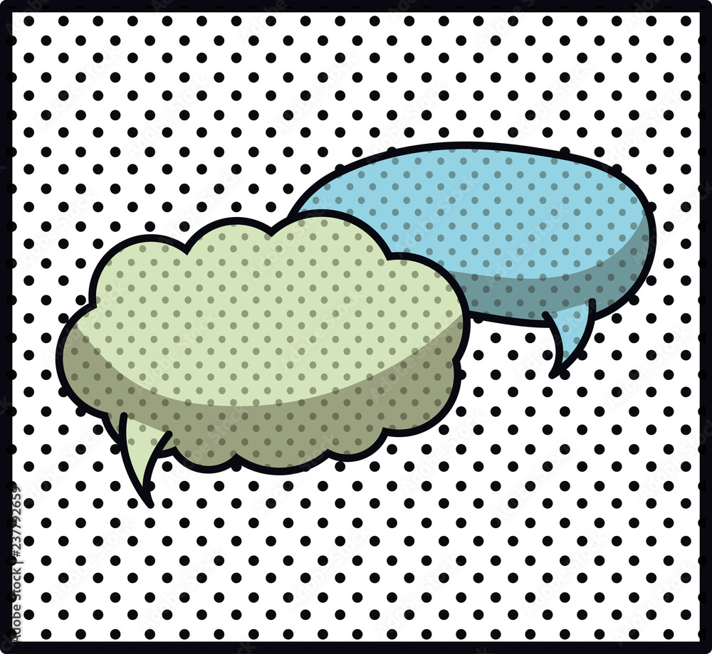 two speech bubbles pop art style two speech bubbles pop art style