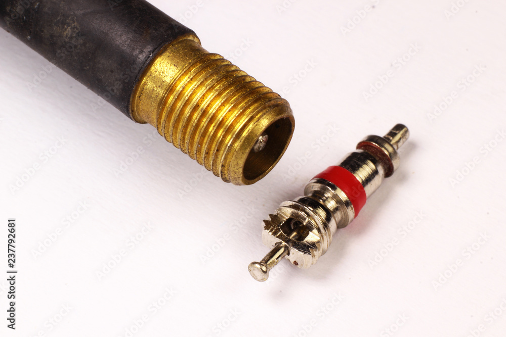 Bicycle Schrader valve closeup