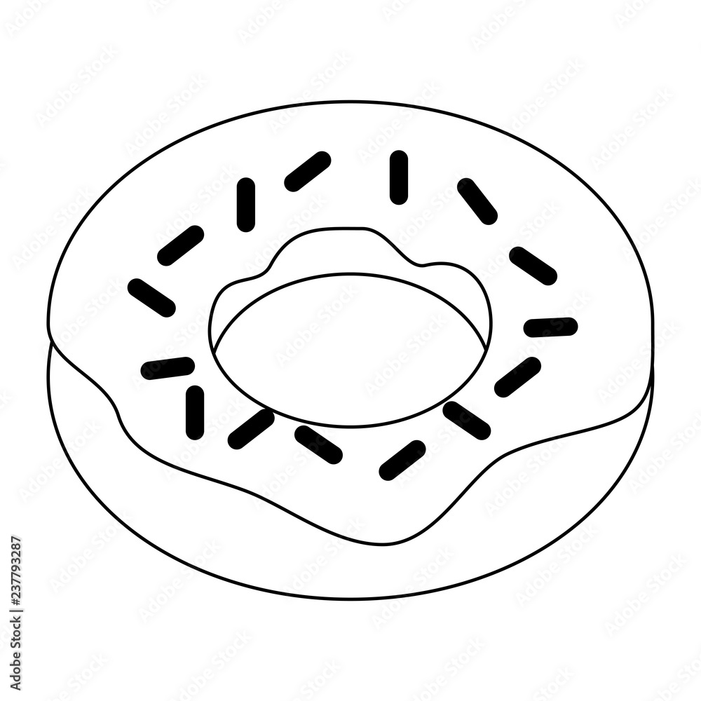 Delicious donut dessert black and white Delicious donut dessert black and white