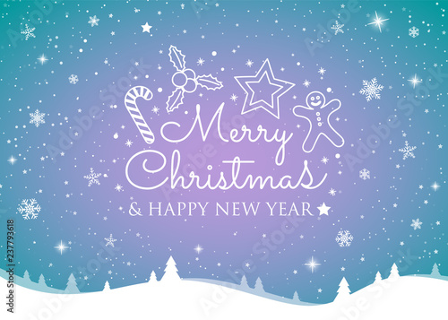 Christmas card with with glossy snowflakes. Vector.