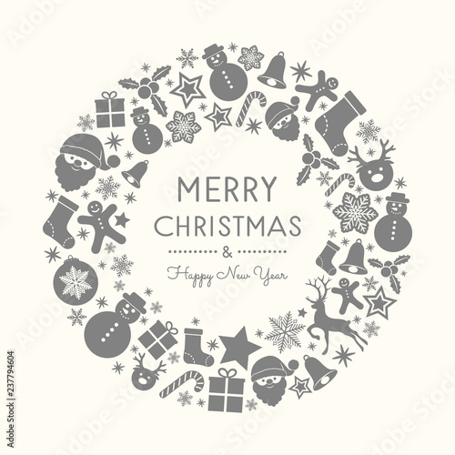 Design of Christmas banner with wishes and ornaments. Vector.