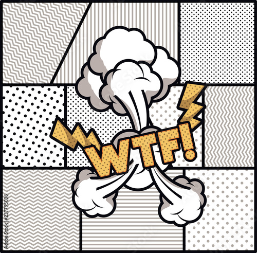 expression bubble with wtf pop art style