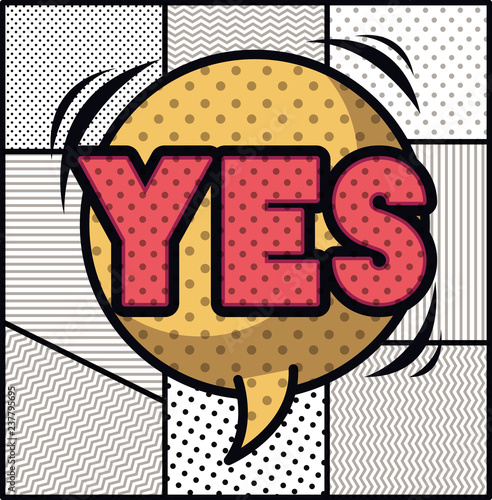expression bubble with yes pop art style