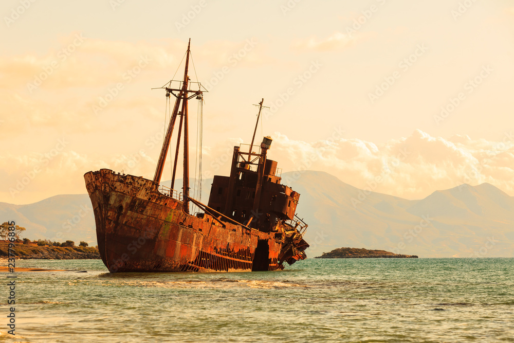 The famous shipwreck near Gythio Greece The famous shipwreck near Gythio Greece