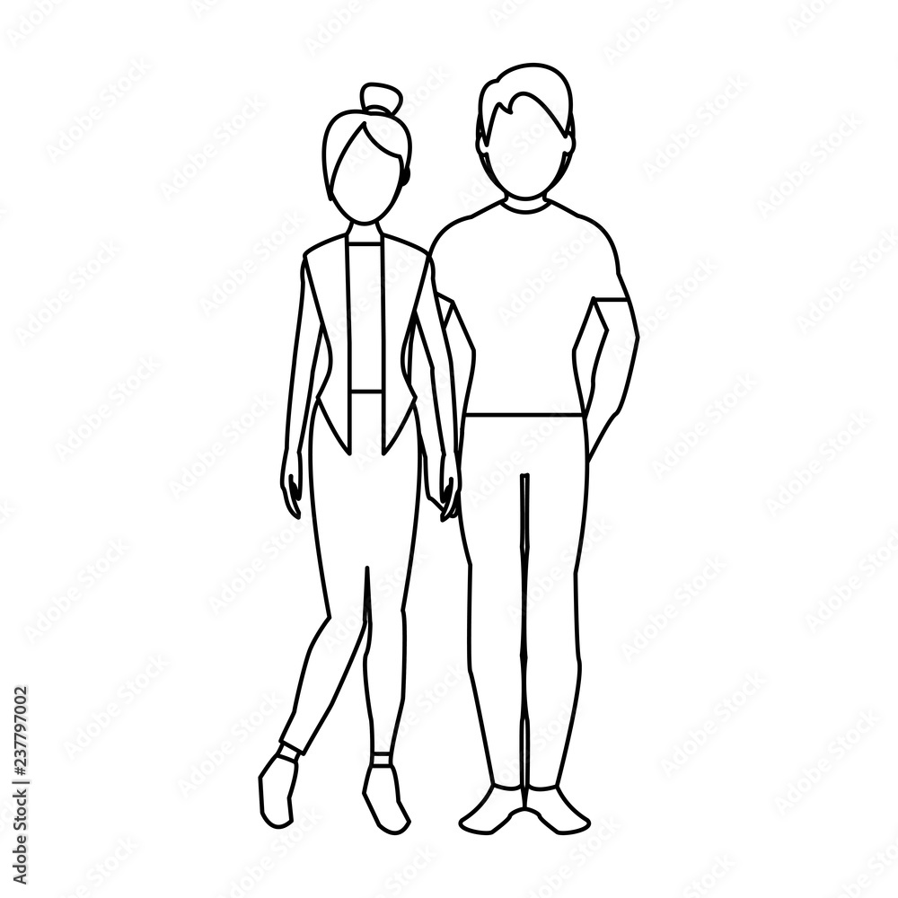 Young model couple in black and white Young model couple in black and white