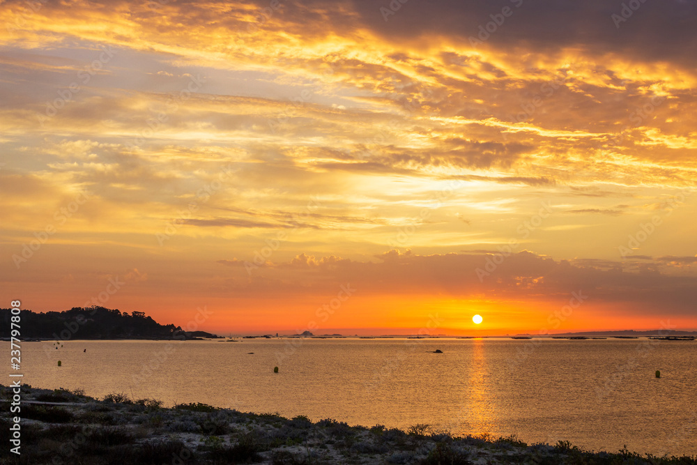 Fototapeta premium Arousa estuary at sunset