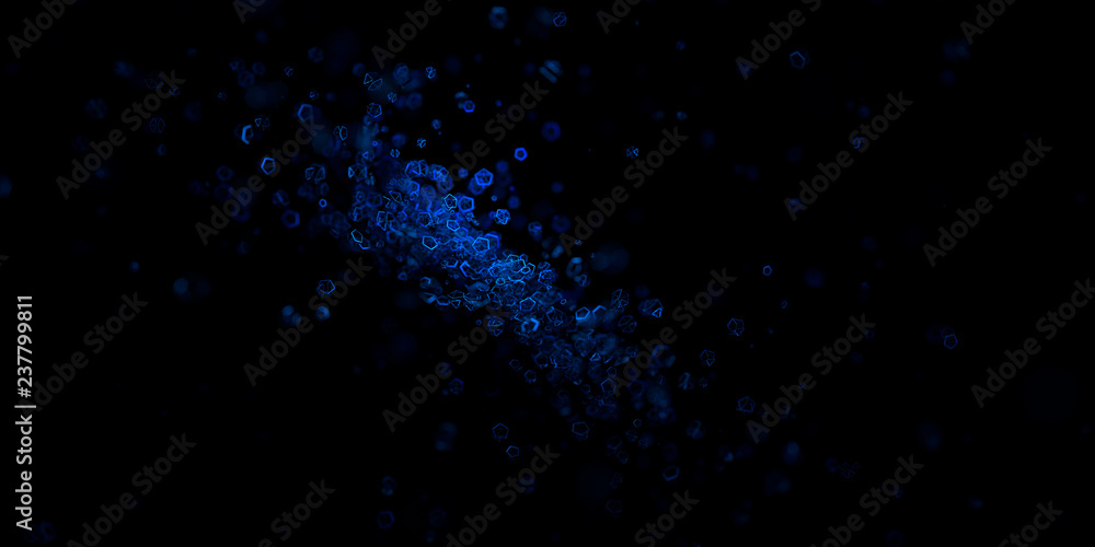 Abstract 3d rendering of geometric particles. Futuristic molecular structure concept. Modern scientific background design