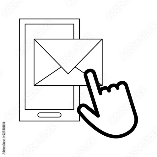 smartphone email sending black and white