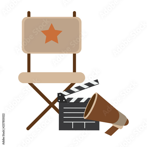 Cinema directors chair and clapboard