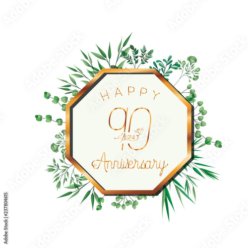 number 90 for anniversary celebration card icon