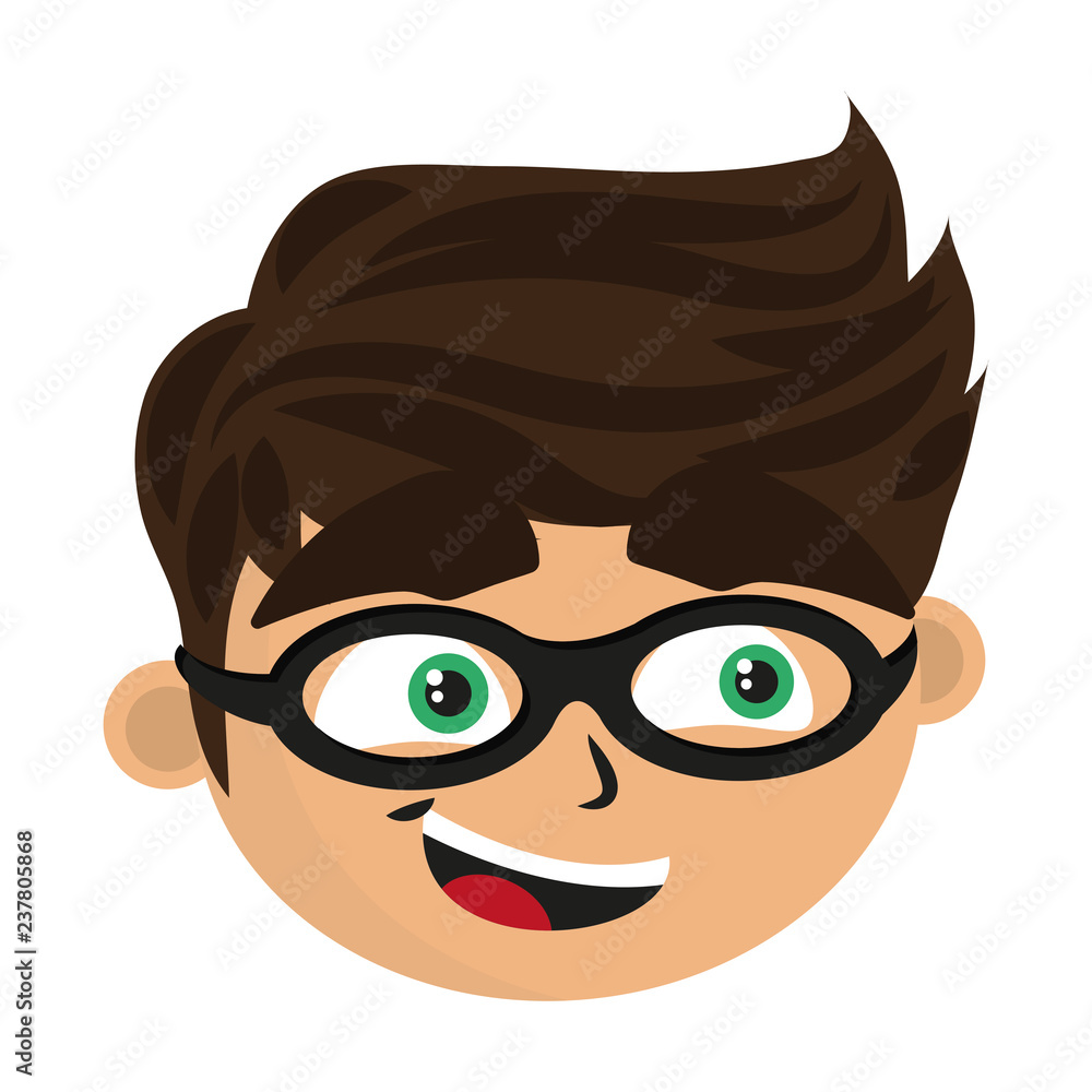 Boy with glasses face