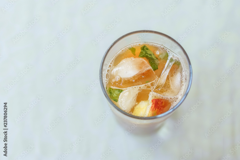 Glass of drink with fruits, ice and pimm's Glass of drink with fruits, ice and pimm's