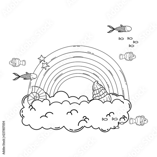 cute rainbow with cloud