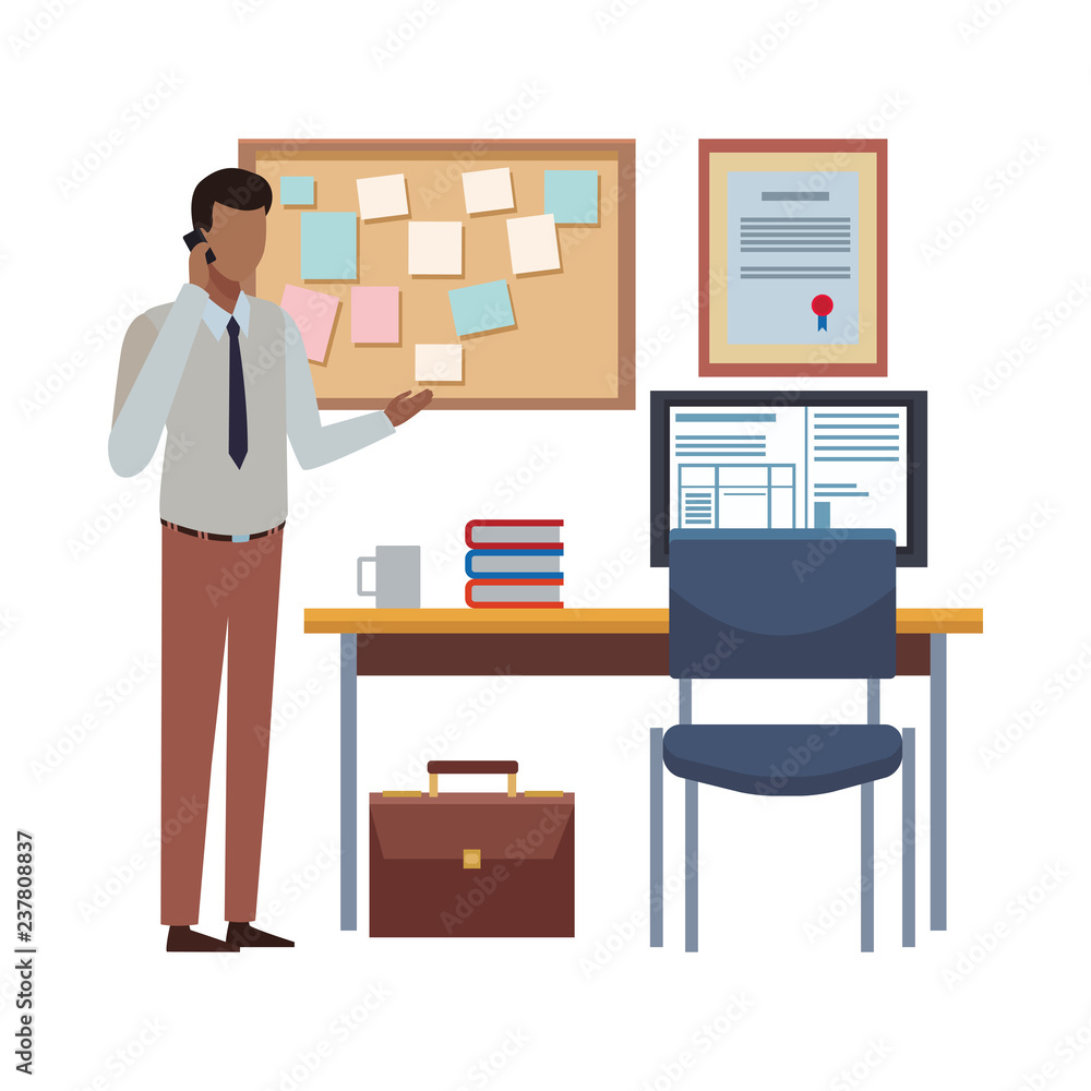 Business people and office elements Business people and office elements
