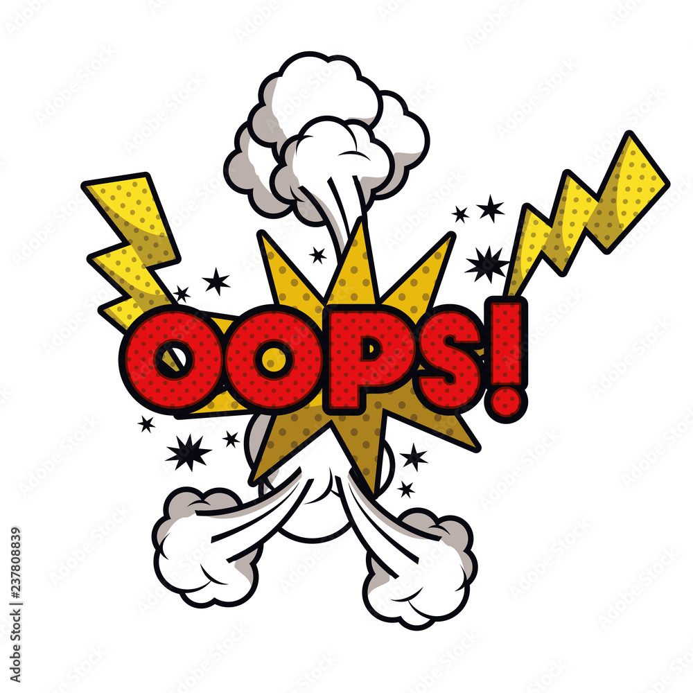 oops comic words in speech bubble isolated icon oops comic words in speech bubble isolated icon