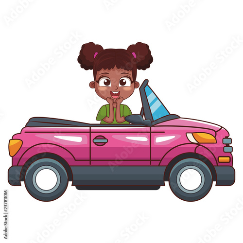 smiling girl driving car