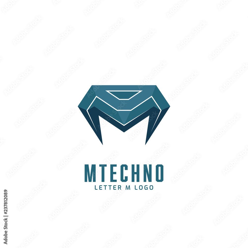 Letter M 3d technology logo, futuristic M tech symbol icon Letter M 3d technology logo, futuristic M tech symbol icon