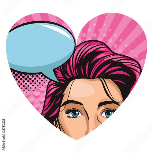 Pop woman on heart shaped frame photo