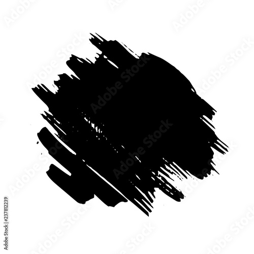 Vector black paint texture, ink brush stroke. Graphic artistic design element, box, frame or background for text.