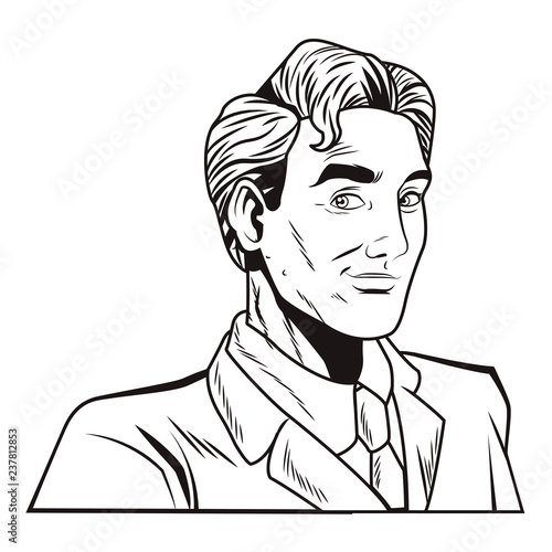 Wallpaper Mural pop art businessman cartoon in black and white Torontodigital.ca