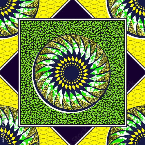 Fabric Print, Scarf, Shawl, Carpet, Kerchief, Bandana, Handkerchief, Square Pattern Design, Textile Fashion African Print, vector illustration file.