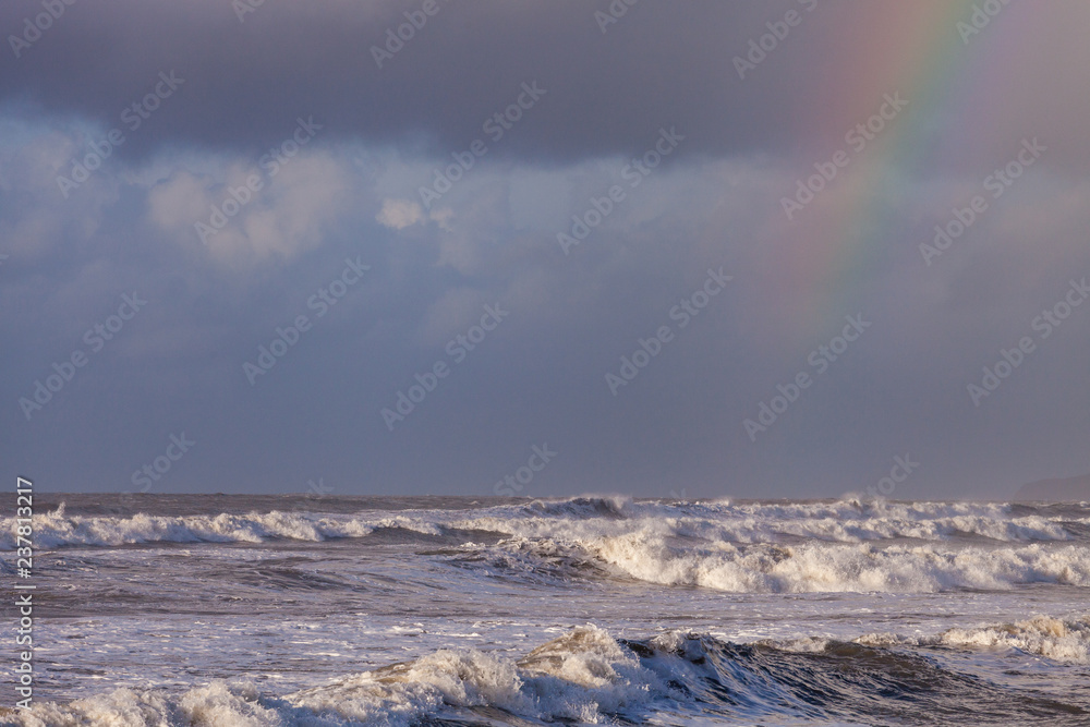 Stormy seas at Westward Ho! in North  Devon, UK
