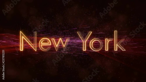 New York - Shiny looping state name text animation