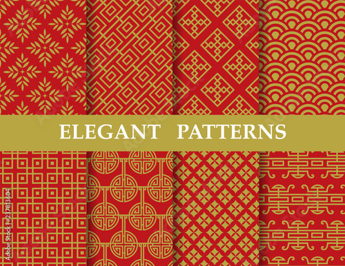 vintage chinese patterns, vector illustration
