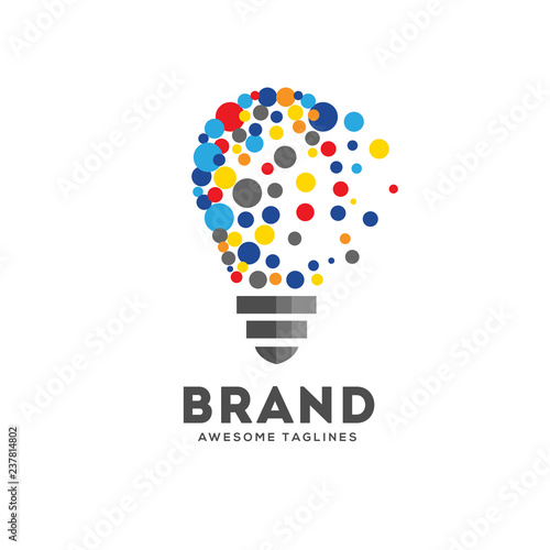 Vector light bulbs with particle dots logo concept. innovation idea technology logo vector