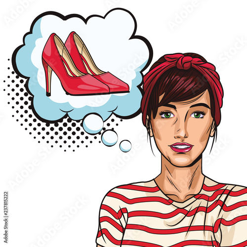pop art woman thinkhing