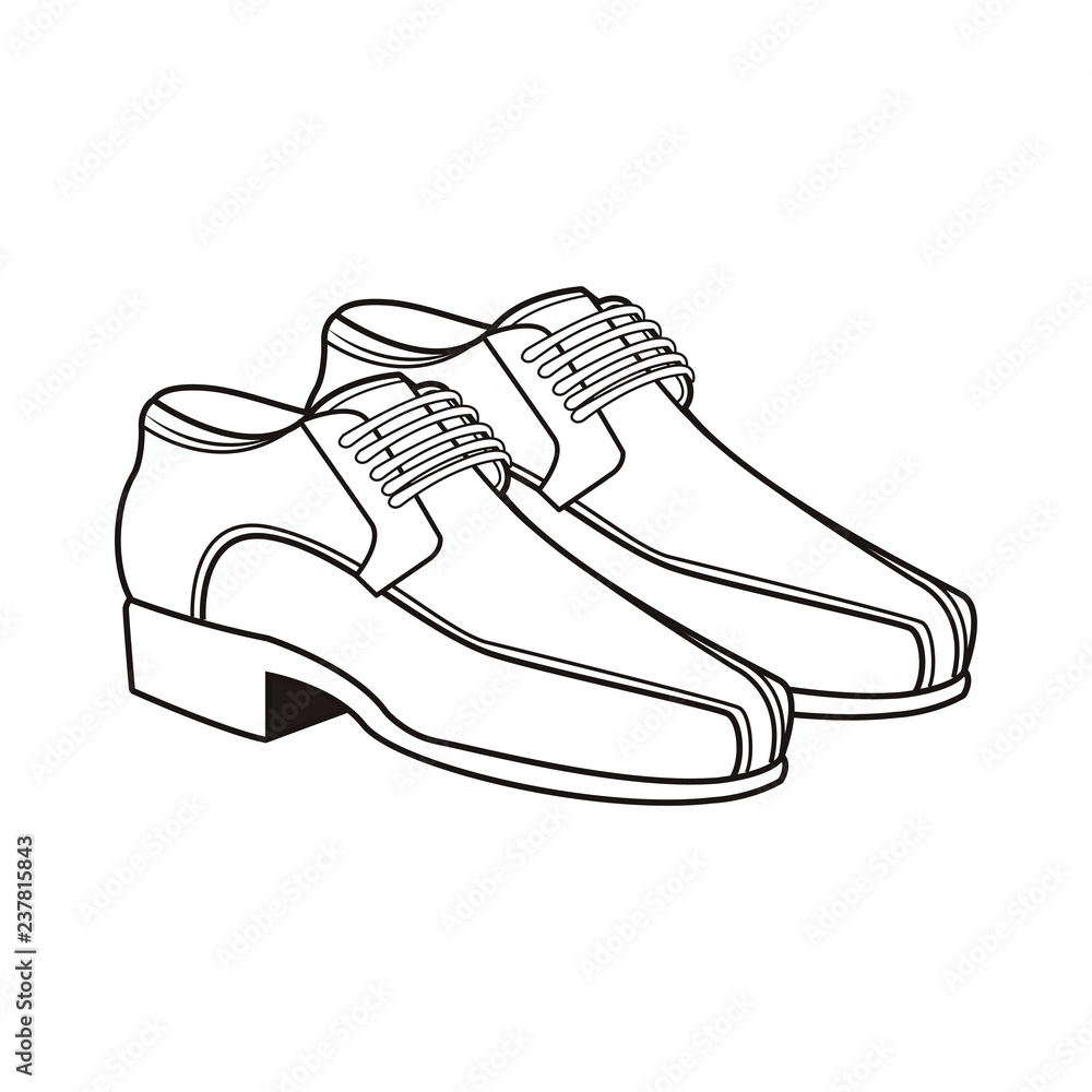 man elegant shoes cartoon black and white Stock Vector | Adobe Stock