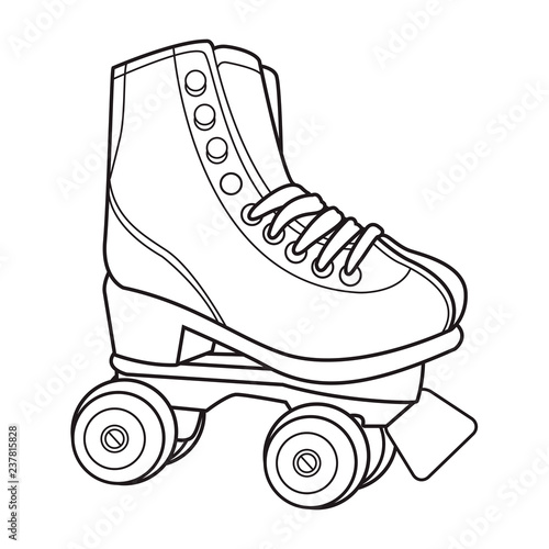 retro roller skates black and white