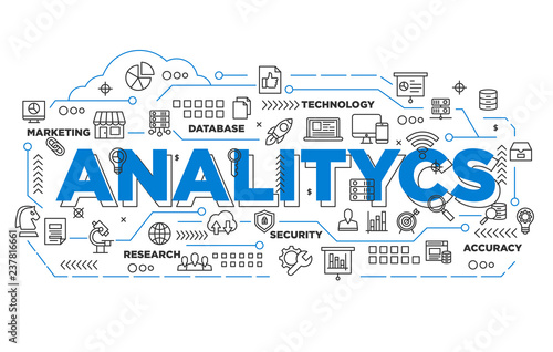 illustration of creative banner, digital marketing analytics asset for presentation or cover pictogram, abstract thin line icon. use for background and annual report cover.