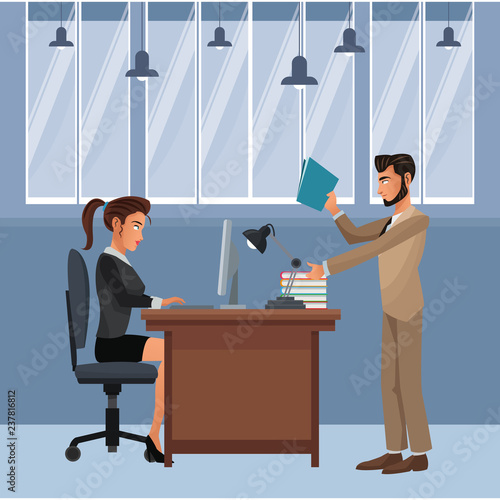 business coworkers executives cartoon