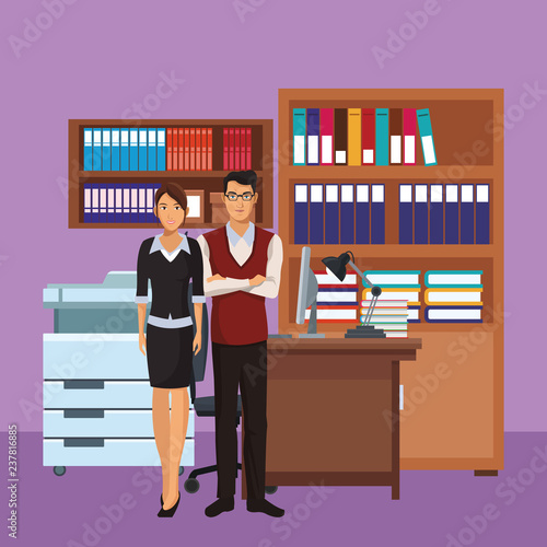 business coworkers executives cartoon