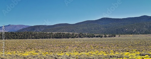 Utah Rocky Mountain Wasatch Panoramic Landscapes by Fishlake National Forest, along Interstate 15 I-15, through Holden, Fillmore, Beaver, Scipio and Parowan Utah, USA.  photo