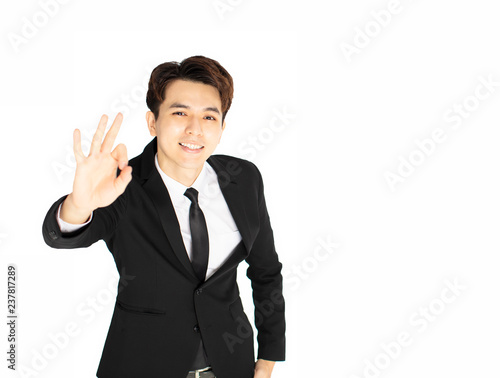 top view of business man with ok gesture