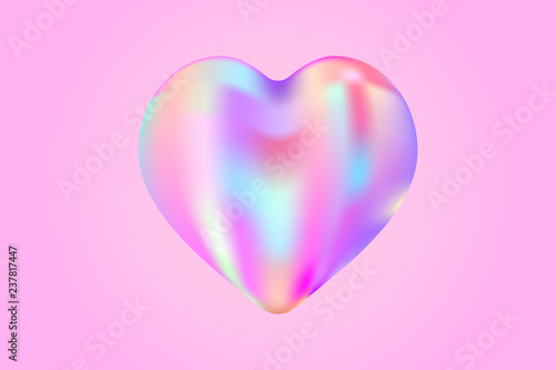 holographic fluid liquid heart. stock vector illustration clipart