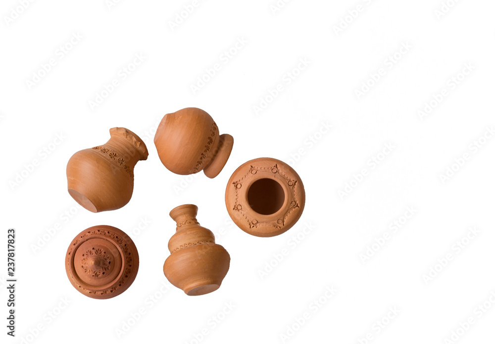 Vase made of clay isolated on white background Vase made of clay isolated on white background