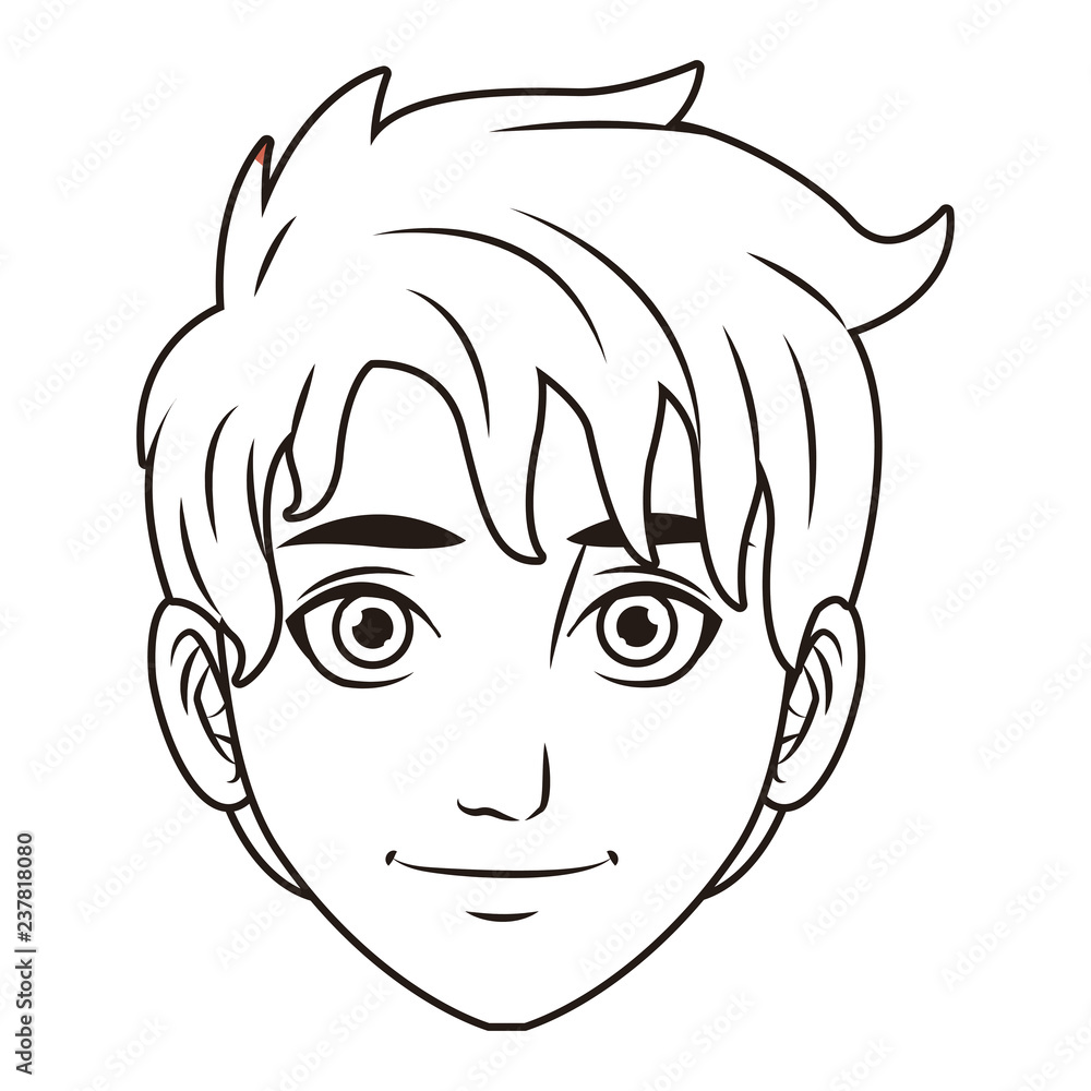 young man face cartoon in black and white young man face cartoon in black and white