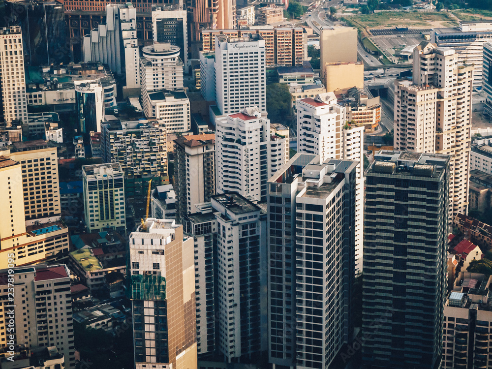 Naklejka premium aerial view of downtown with skyscrapers
