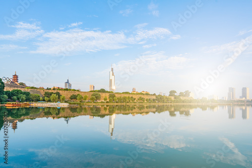 Morning Scenery of Ming City Wall of Xuanwu Lake in Nanjing  Jiangsu Province  China