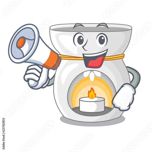 With megaphone aroma lamp in a cartoon versions