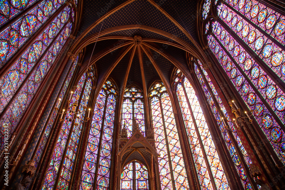 stained glass windows in the french cathedral